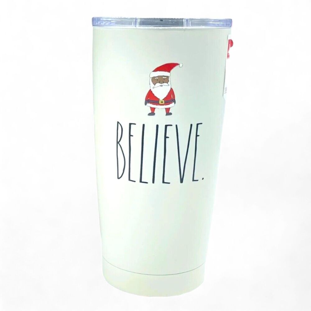 Rae Dunn BELIEVE LL Tumbler Mug Christmas Holiday AA Black Santa New 2021!